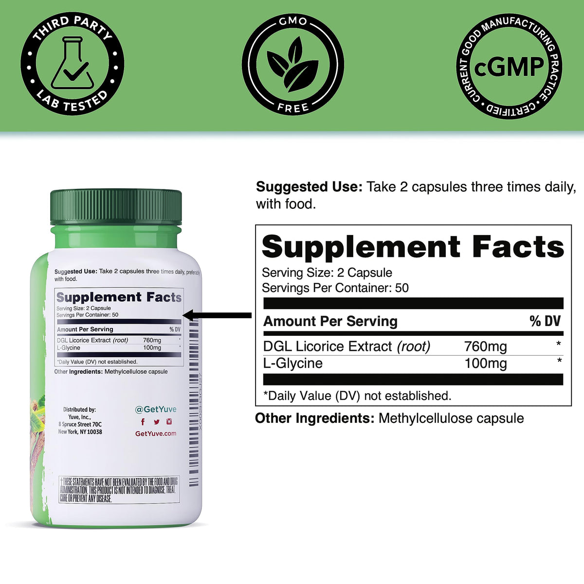 Yuve DGL Réglisse 760mg emballage