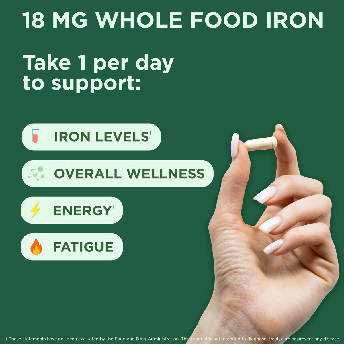 Yuve Fer Végétal 18 mg – Capsules en gros plan