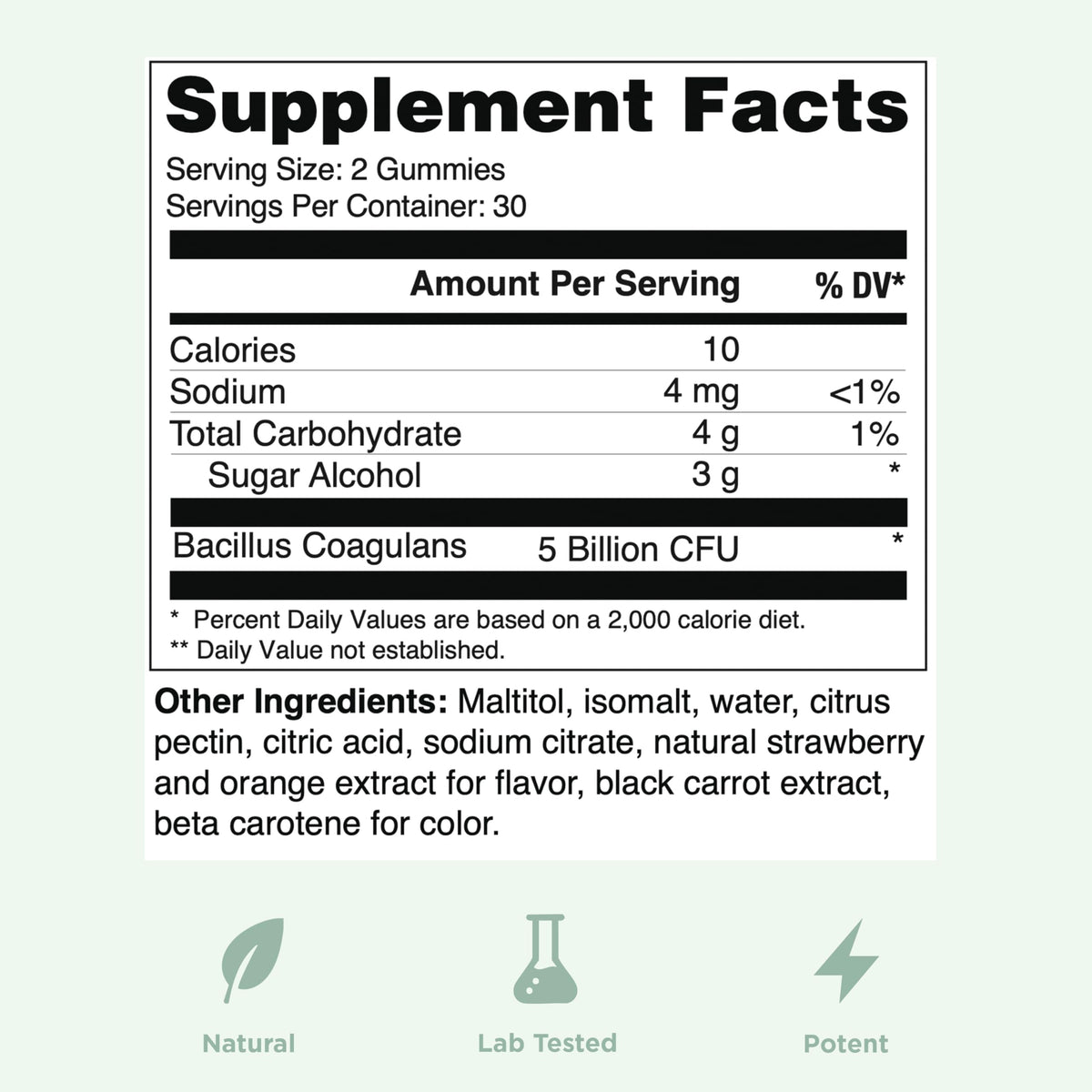 Yuve Gummies Probiotiques 60ct étiquette de produit