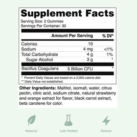 Yuve Gummies Probiotiques 60ct étiquette de produit