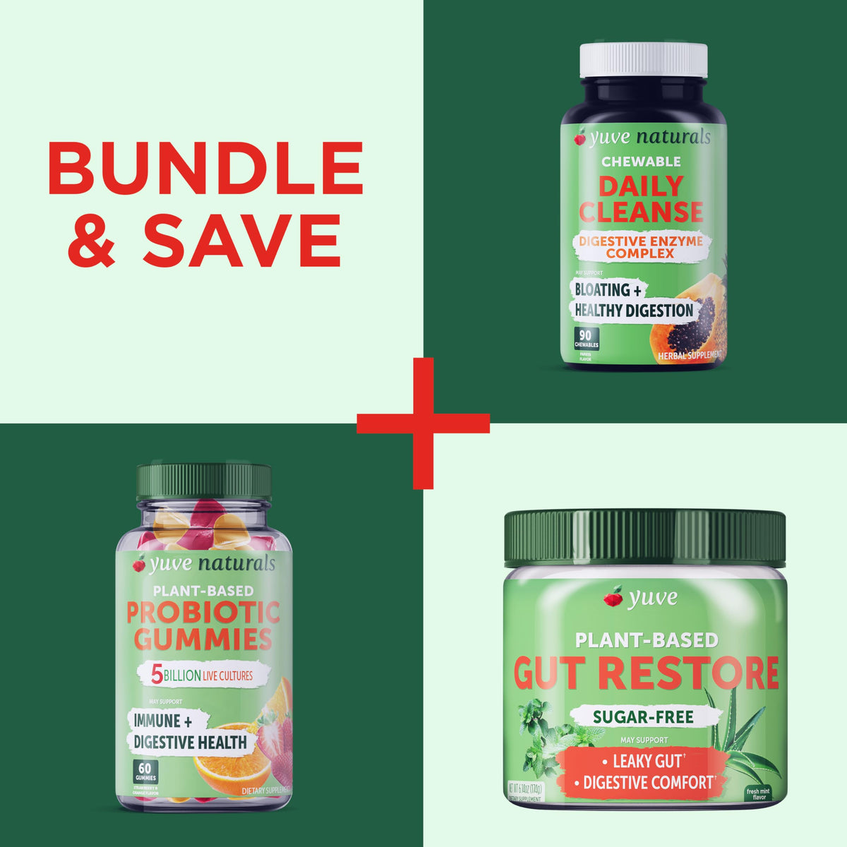 Yuve Gummies Probiotiques 60ct présentation sur une table