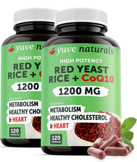 Yuve Riz Rouge 1200 mg avec CoQ10, vue de face de l'emballage