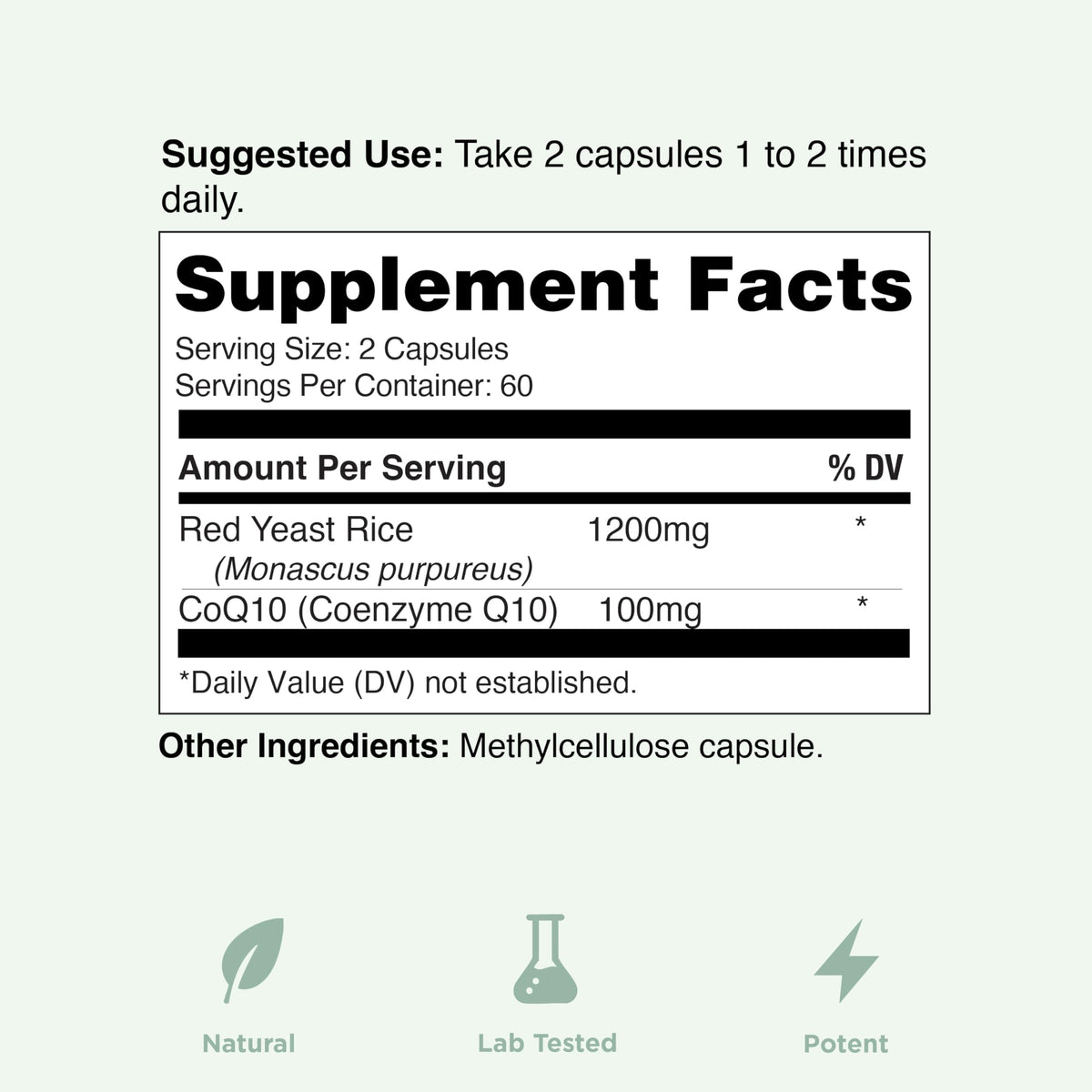Yuve Riz Rouge 1200 mg gélules dans un bol