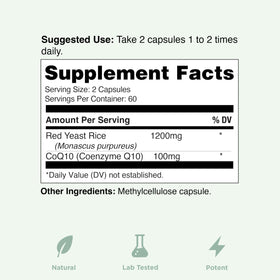Yuve Riz Rouge 1200 mg gélules dans un bol