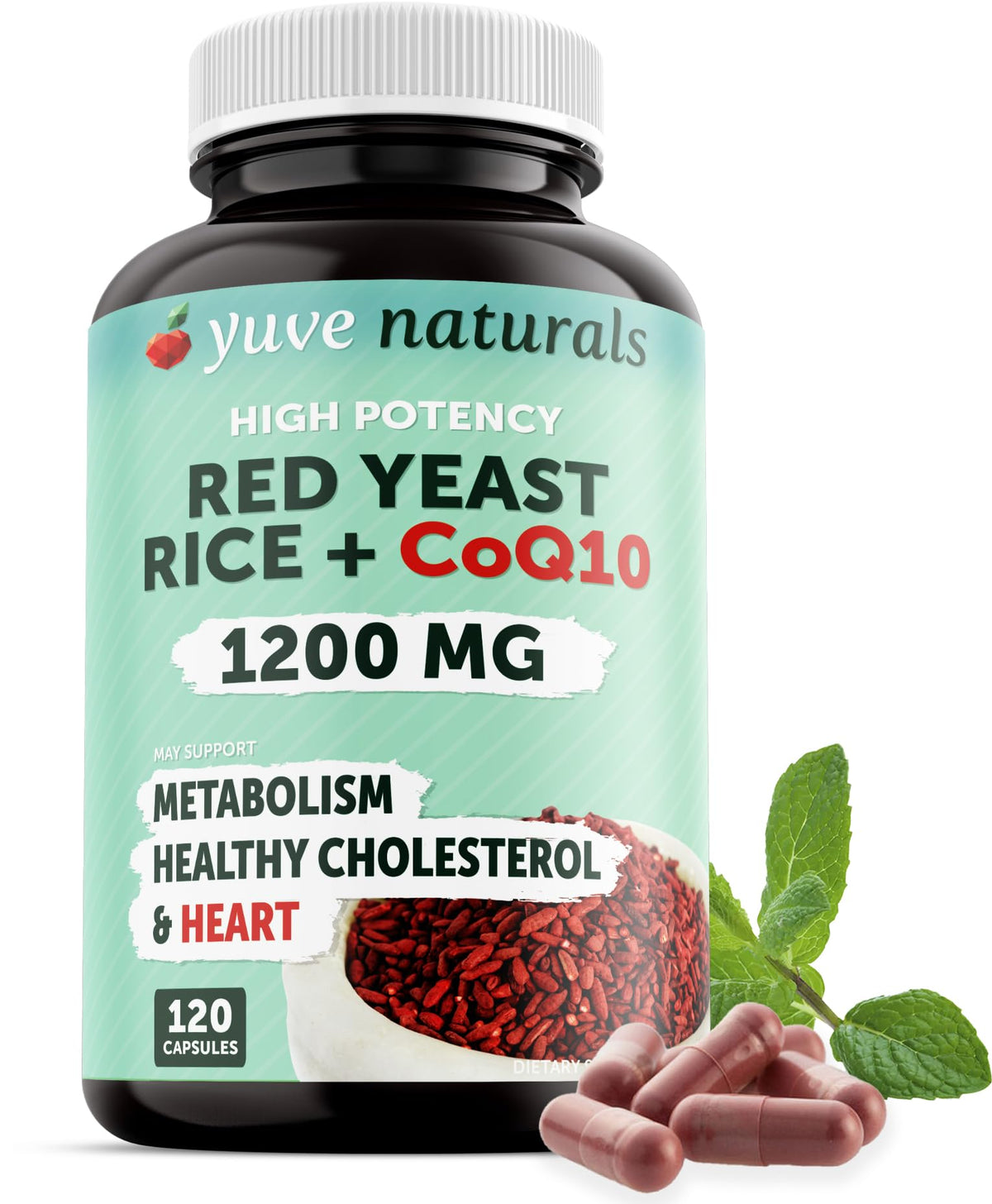 Yuve Riz Rouge 1200 mg gélules végétales vue de face