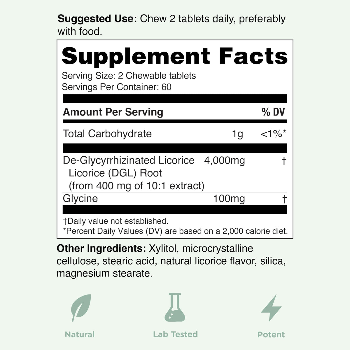 Yuve Tablettes à Mâcher DGL Ultra-Pures 4000 mg - détail du produit