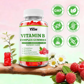 YXSW Gummies Complexe B 60 Comp. avec étiquette détaillant les vitamines