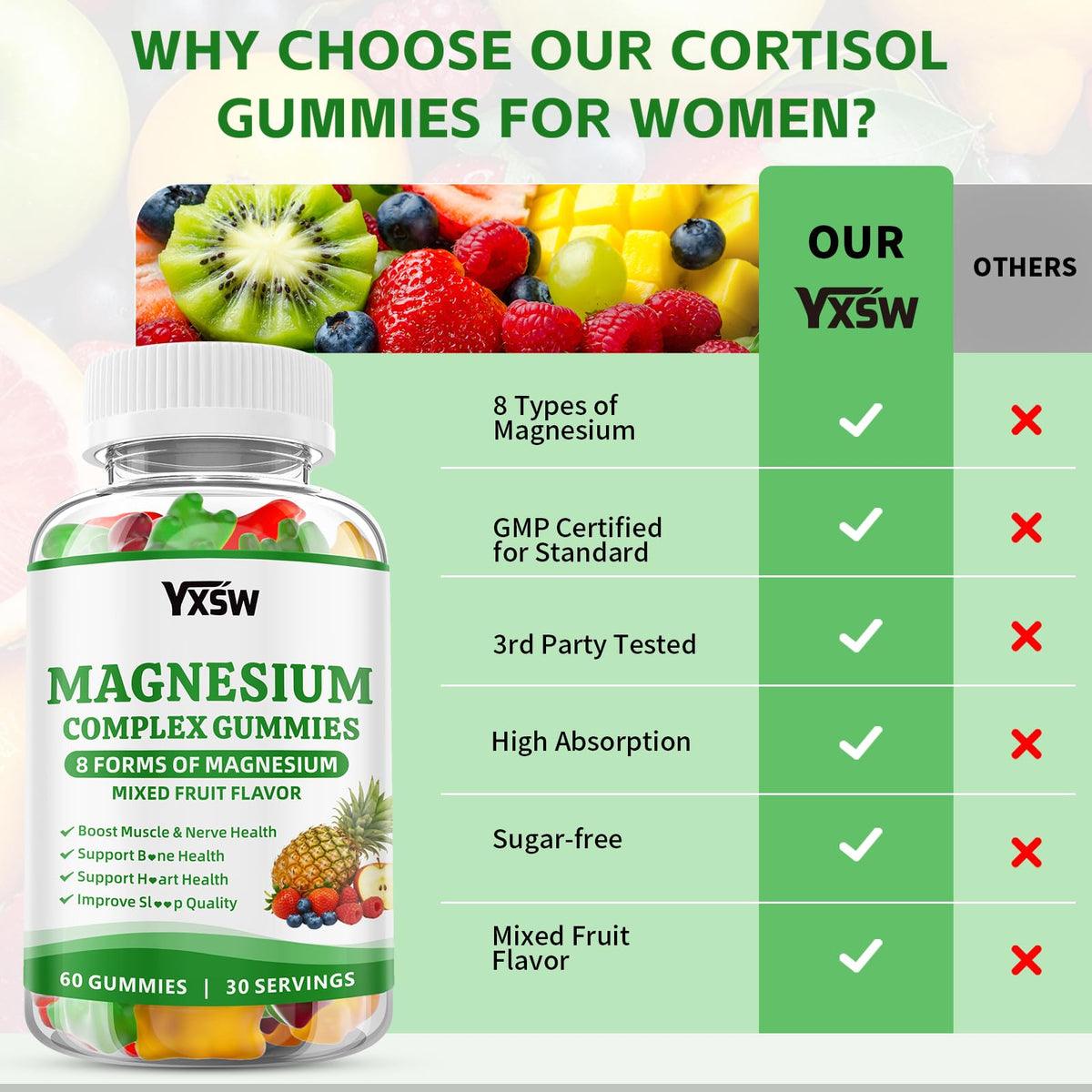 YXSW Gummies Complexe Magnésium 1000mg sur une table