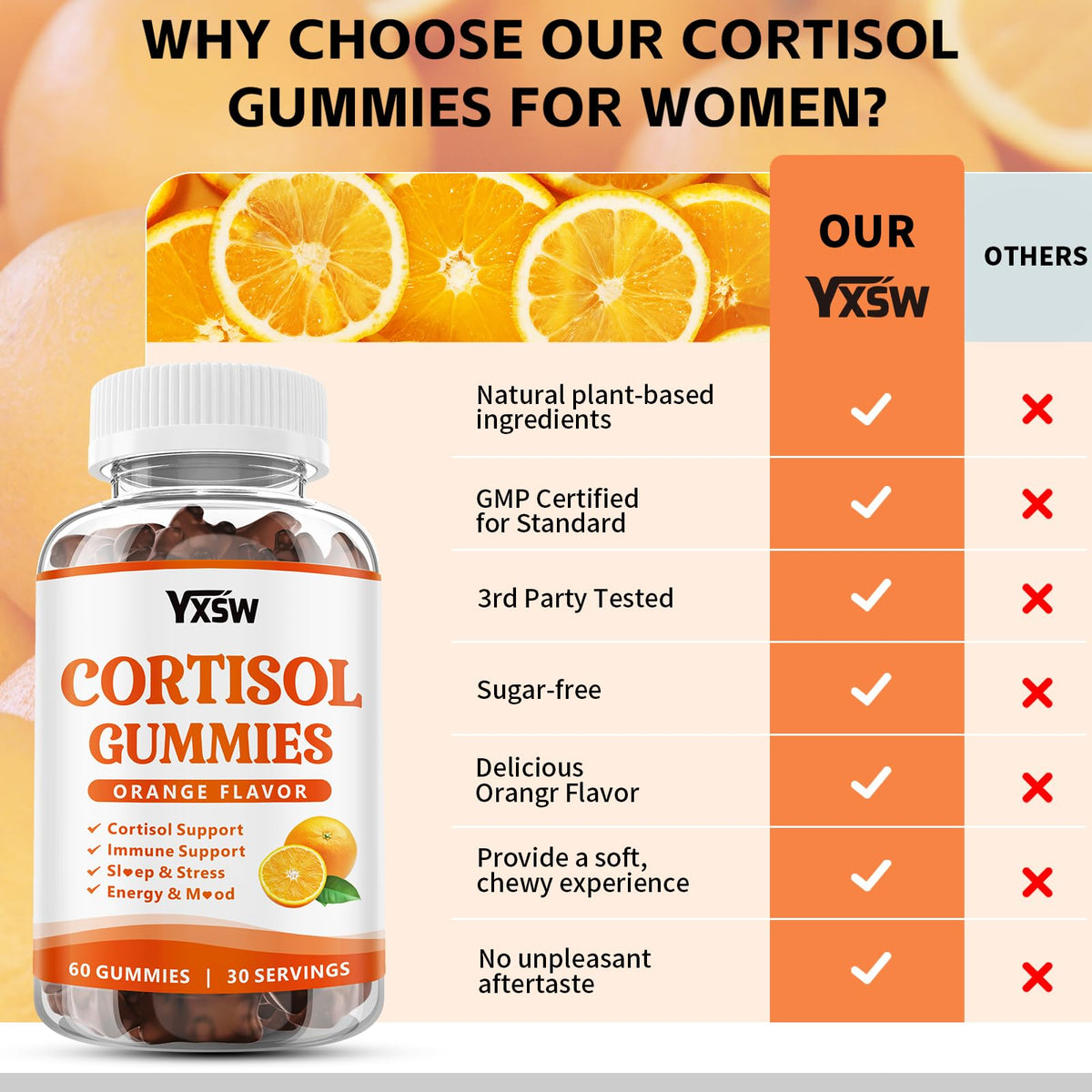 YXSW Gummies Cortisol pour Femmes 120 Comp. prise en main