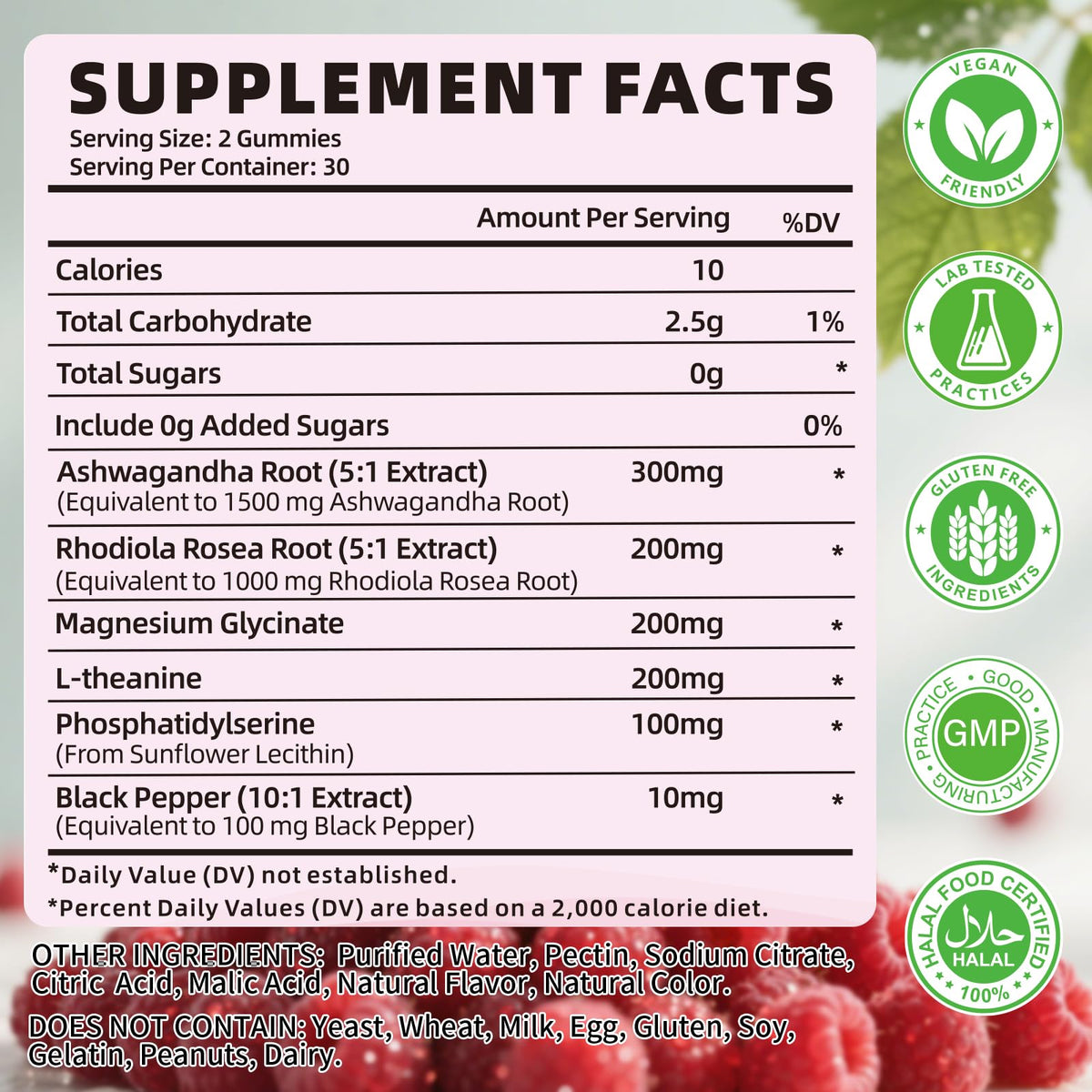 YXSW Gummies Cortisol pour Femmes, détail des gummies framboise