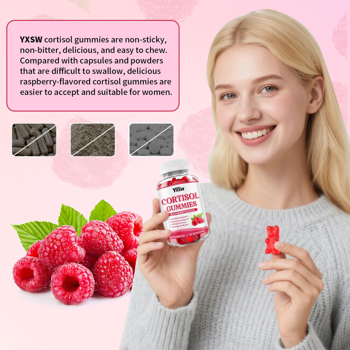 YXSW Gummies Cortisol pour Femmes, étiquette des ingrédients