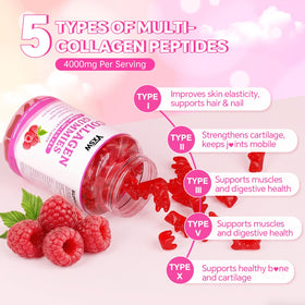 YXSW Gummies de Collagène 4000mg, ingrédients listés sur l'emballage