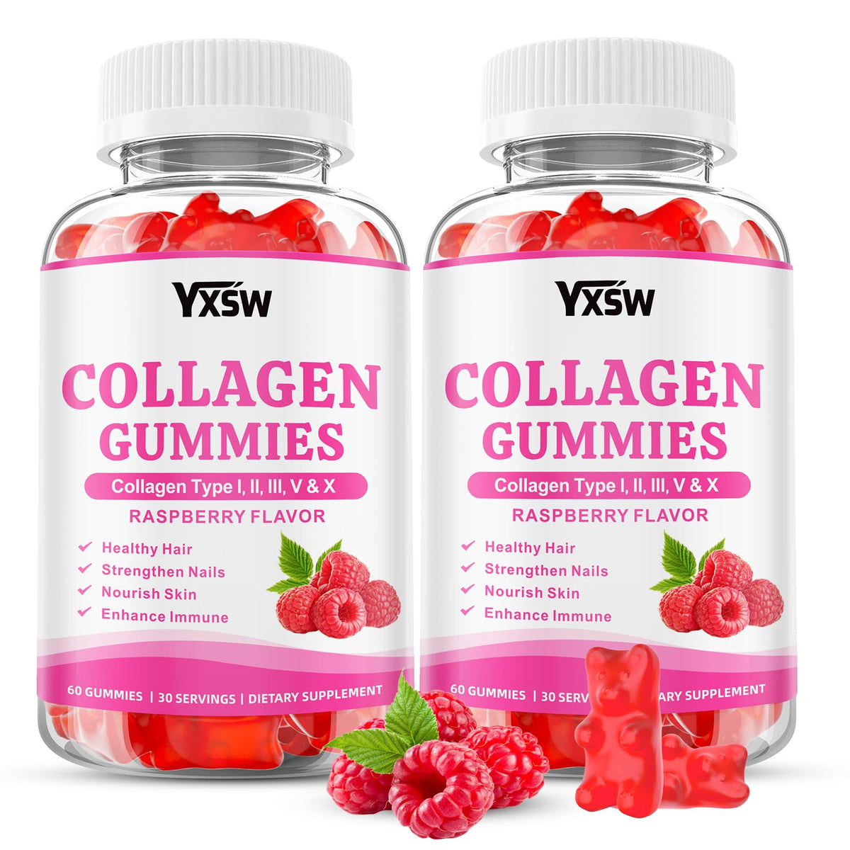 YXSW Gummies de Collagène 4000mg, vue avant avec emballage