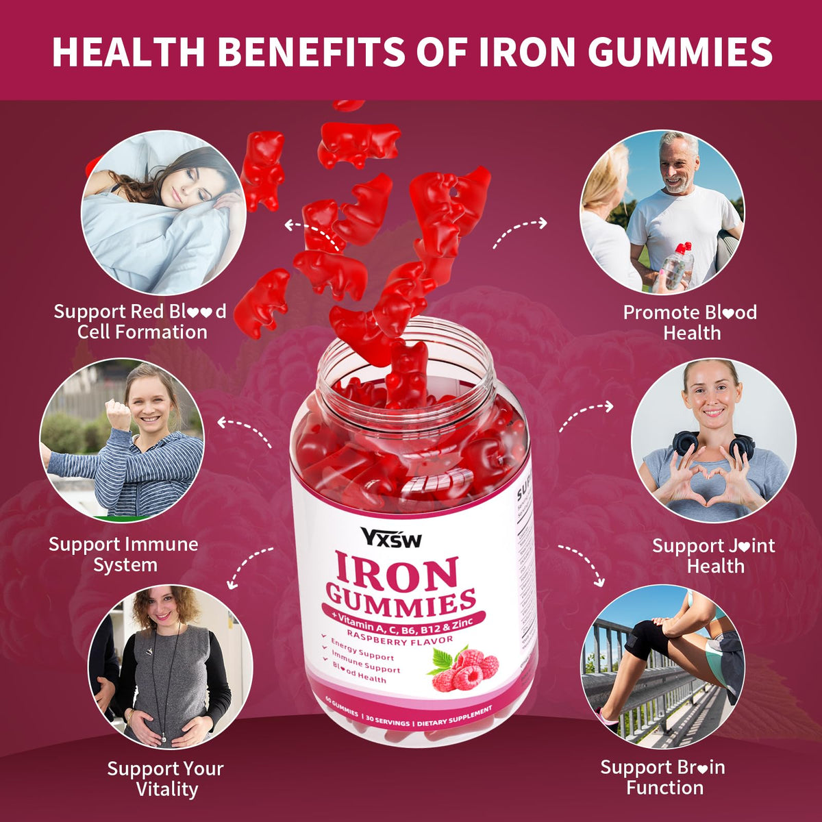 YXSW gummies de fer, format pratique et savoureux