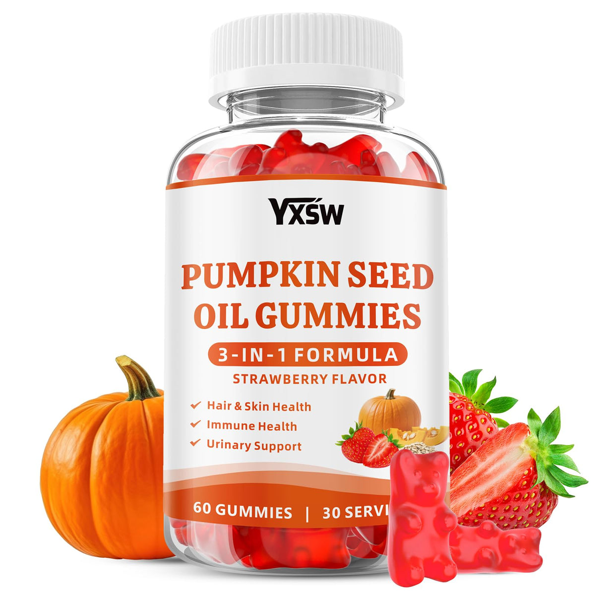 YXSW Gummies Huile de Pépin de Courge 3000mg, emballage avant