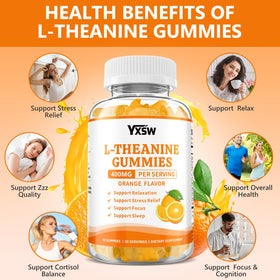 YXSW Gummies L-Theanine 400mg gummies orange sur une surface blanche