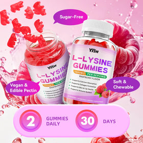 YXSW L-Lysine 1000mg Gummies, affichage des gummies sur une assiette