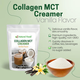 Z Natural Foods Crème en Poudre Collagène MCT Vanille 472g avec cuillère