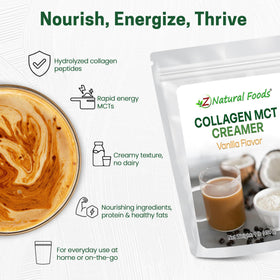 Z Natural Foods Crème en Poudre Collagène MCT Vanille 472g dans un smoothie