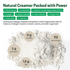 Z Natural Foods Crème en Poudre Collagène MCT Vanille 472g en préparation de café