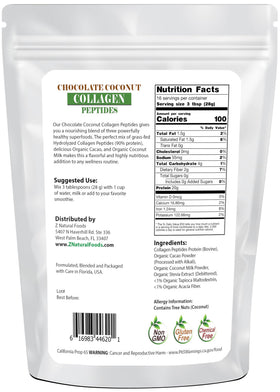Z Natural Foods Peptides de Collagène Chocolat et Lait de Coco 472g en poudre sur une cuillère