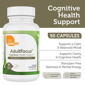Zahler AdultFocus 60 capsules vue de dos avec ingrédients