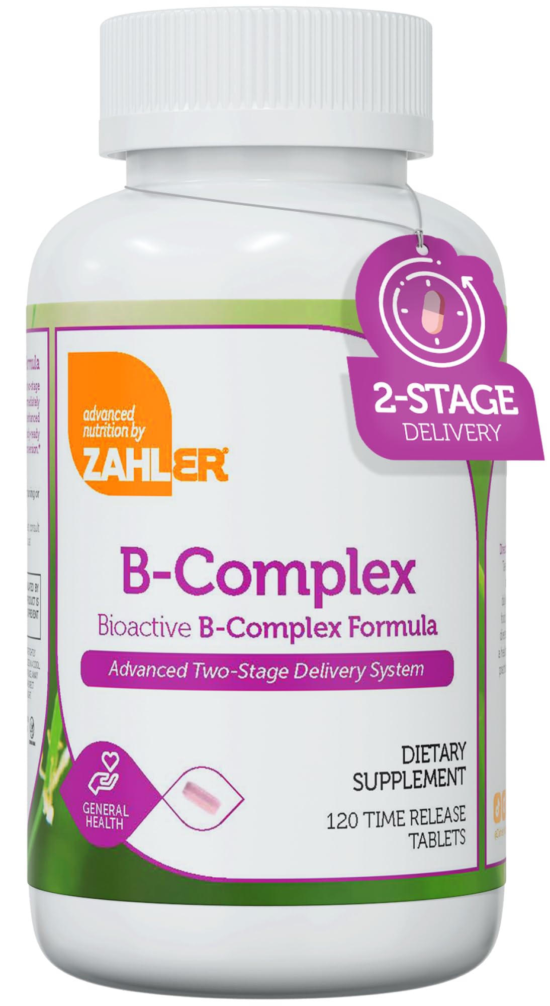 Zahler B-Complex 120 comprimés vue avant avec étiquettes claires