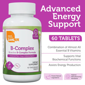 Zahler B-Complex 60 tablettes vue de côté avec informations nutritionnelles