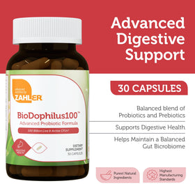 Zahler BioDophilus 100 capsules sur une surface blanche