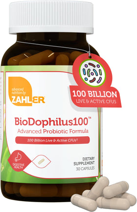 Zahler BioDophilus 100 flacon de 30 capsules vue de face