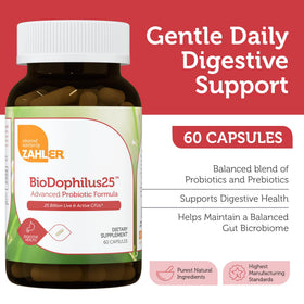 Zahler BioDophilus25 capsules ouvertes montrant la taille