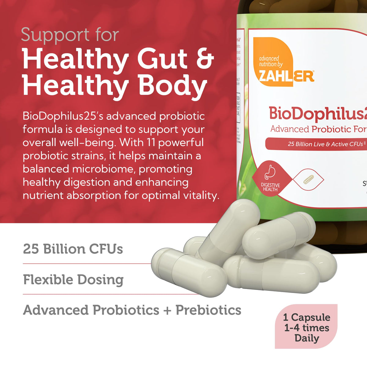 Zahler BioDophilus25 emballage avec informations nutritionnelles