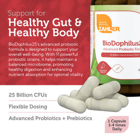 Zahler BioDophilus25 emballage avec informations nutritionnelles