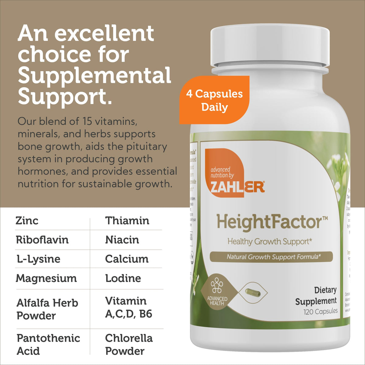 Zahler Complément Alimentaire Croissance - Capsules dans la main