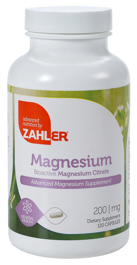 Zahler Complément Alimentaire Magnésium Citrate 200 mg 120 Capsules vue avant