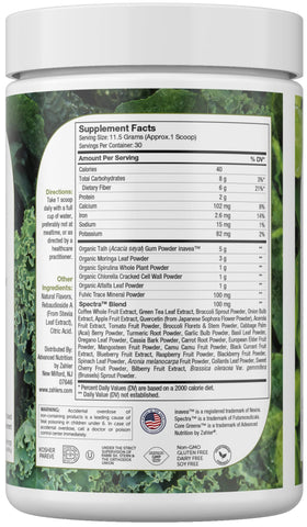 Zahler Core Greens Poudre Superaliment 399g avec cuillère doseuse