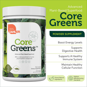 Zahler Core Greens Poudre Superaliment 399g en préparation de smoothie