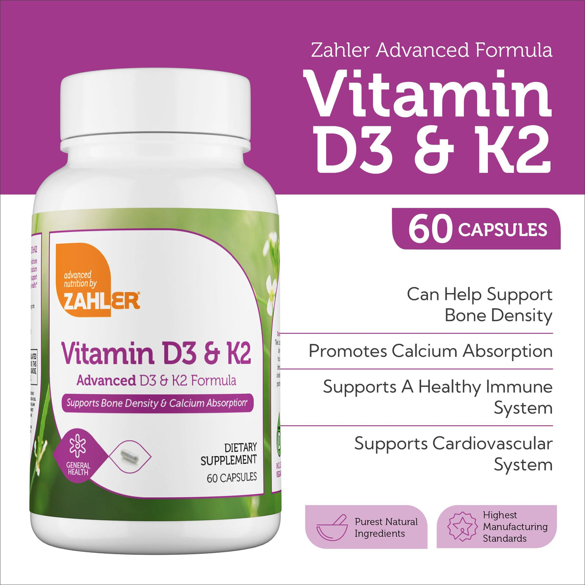 Zahler D3 & K2 Capsules - Détails de l'emballage