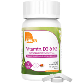 Zahler D3 & K2 comprimés à mâcher, emballage et informations nutritionnelles