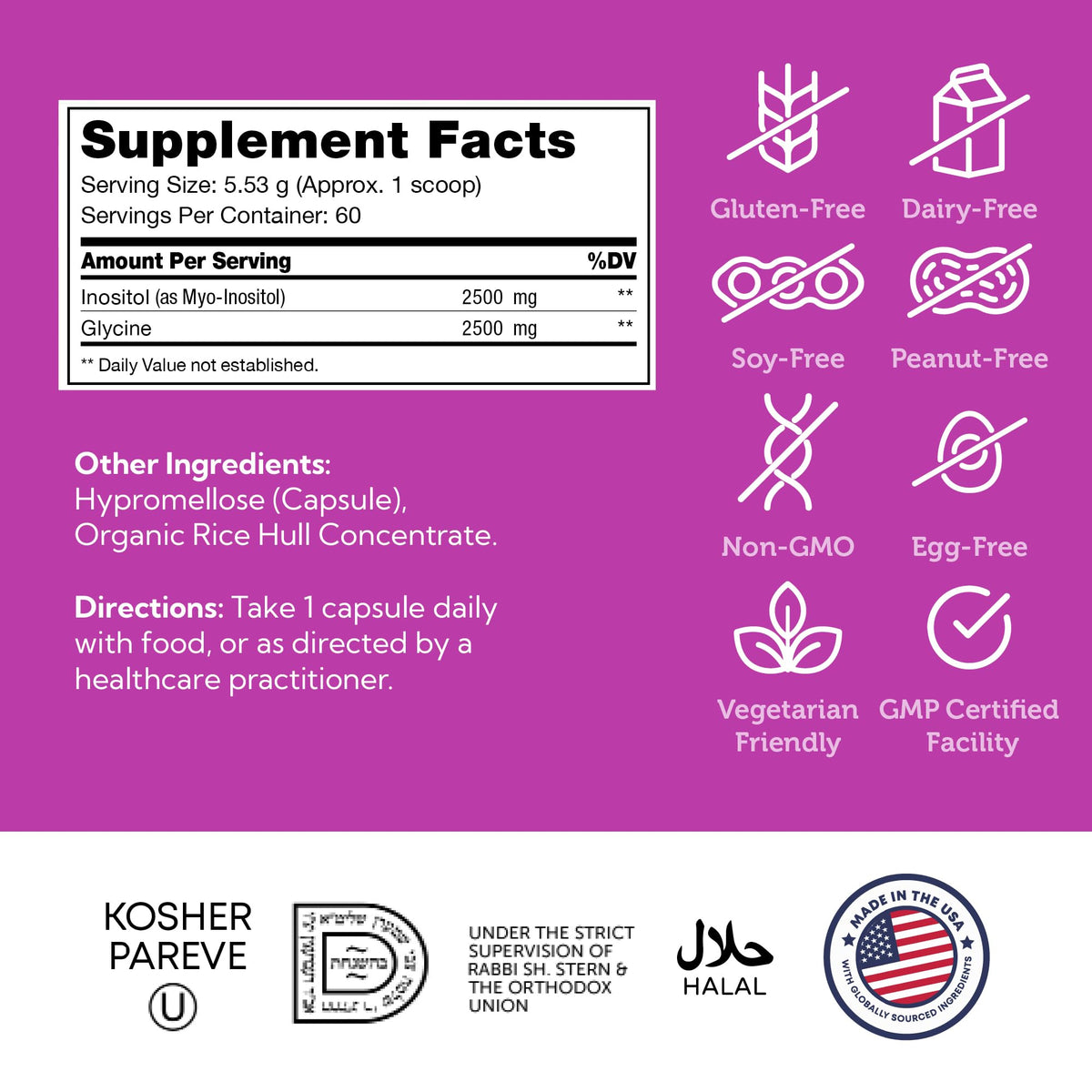 Zahler Inositol 1000mg capsules avec étiquette