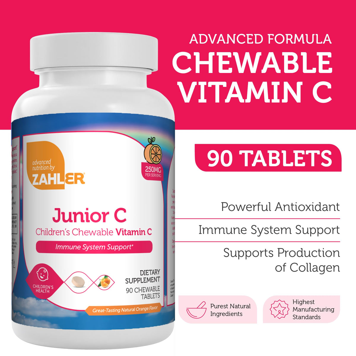 Zahler Junior C Vitamine C Mâchable 250 mg comprimés orange
