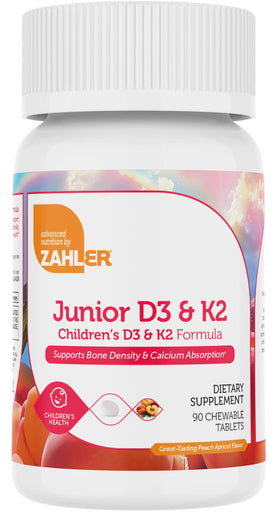 Zahler Junior D3 & K2 90 comprimés à mâcher goût abricot-pêche