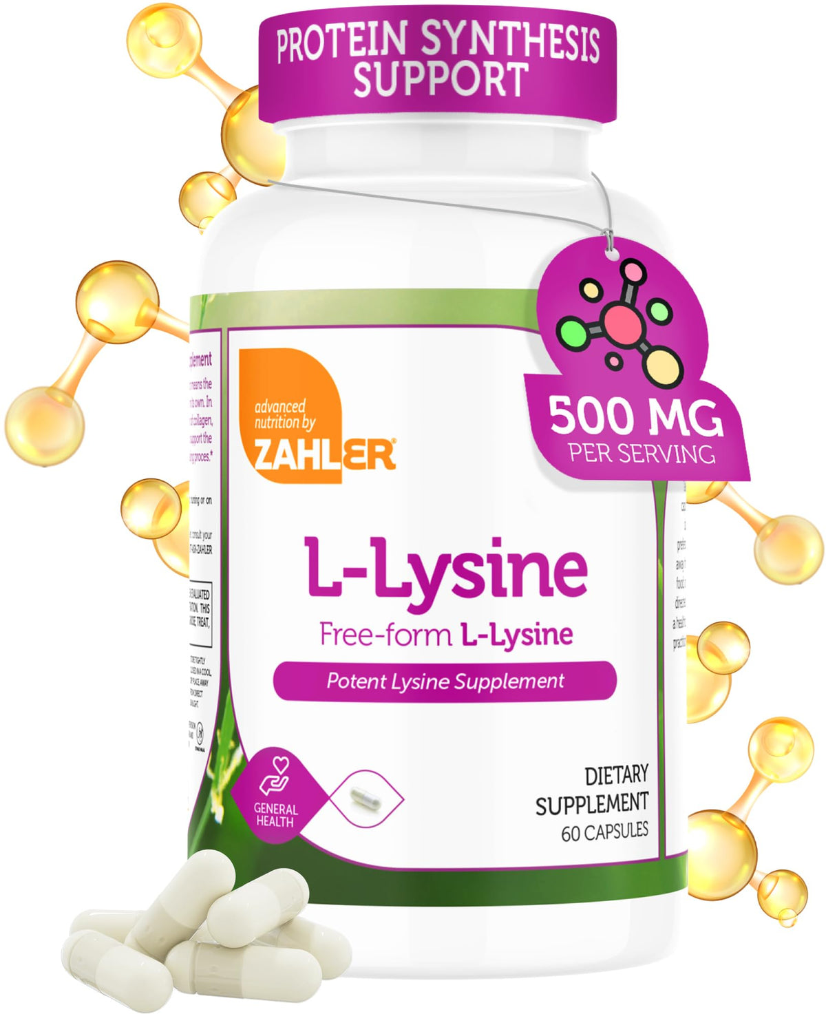 Zahler L-Lysine 500mg 60 capsules vue avant