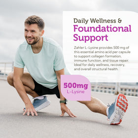 Zahler L-Lysine 500mg capsules avec un verre d'eau