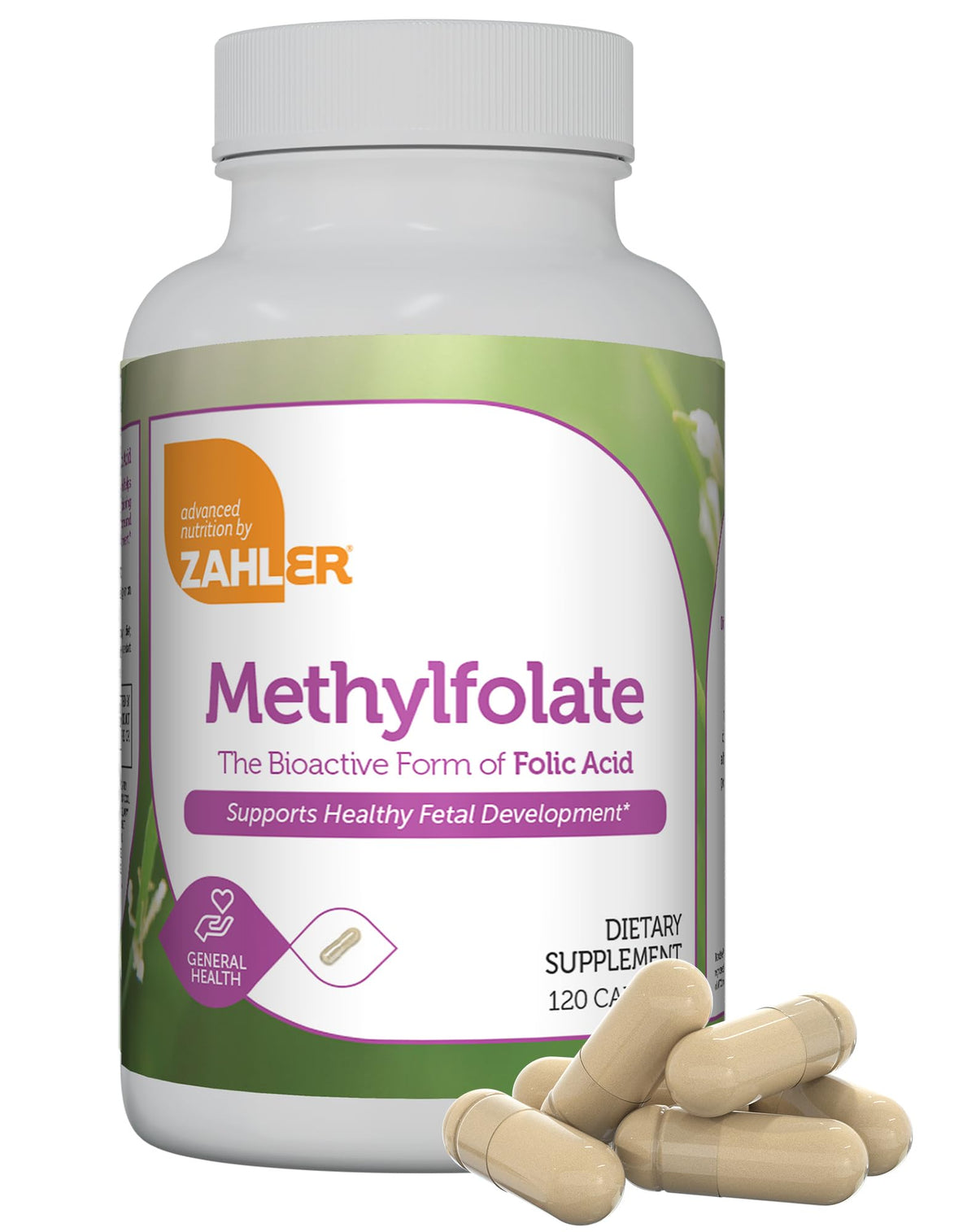 Zahler Methylfolate 1000 mcg capsules vue de face