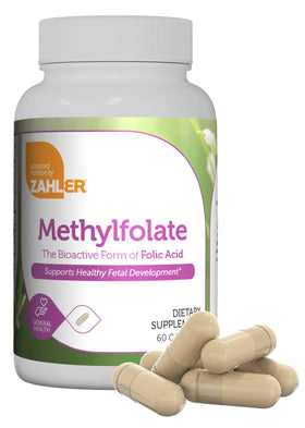 Zahler Methylfolate 1000 mcg vue de face avec étiquette