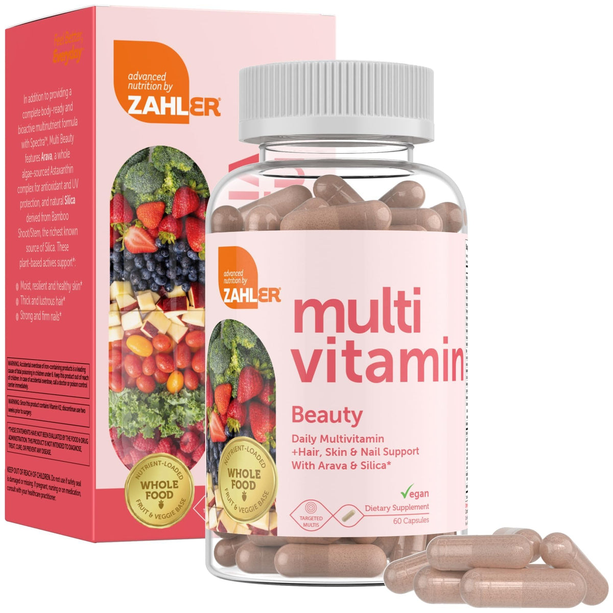 Zahler Multivitamine Beauté 60 capsules vue avant avec étiquette