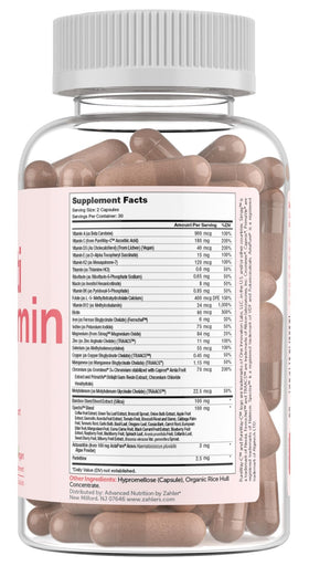 Zahler Multivitamine Beauté capsules ouvertes montrant leur taille