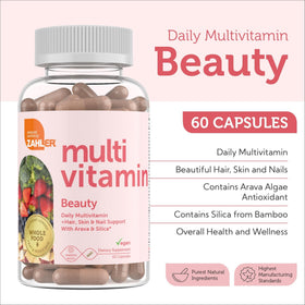 Zahler Multivitamine Beauté en mode de vie à côté d'un verre d'eau