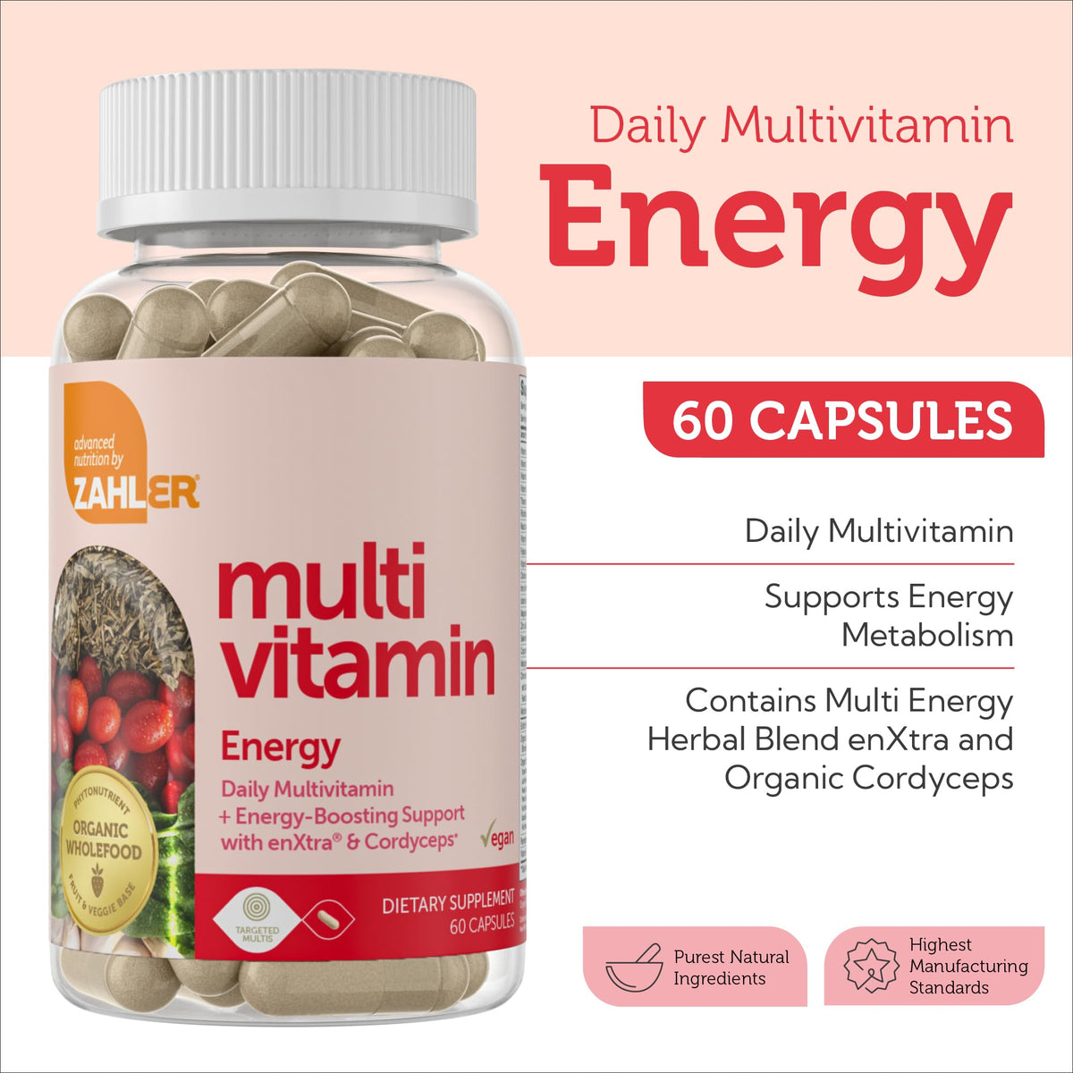 Zahler Multivitamines Quotidiennes capsules sur une table
